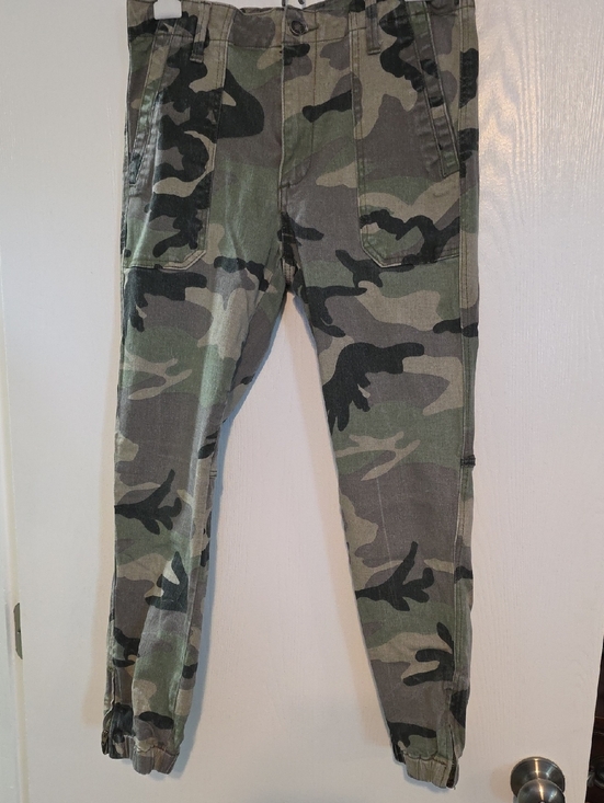 KanCan Pants - Camo Utility Jogger Pants - Green Woodland Print
